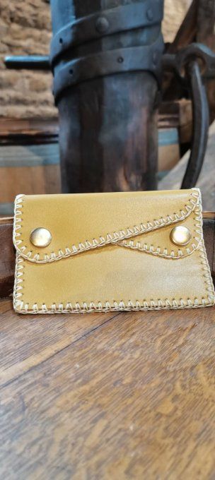 Porte carte/monnaie cuir jaune